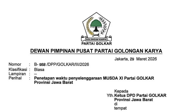 DPP Tetapkan Musda Golkar Jabar 1-2 April, Persaingan Memanas Diiringi Polemik Spanduk